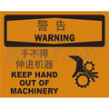 中英文警告标识（警告：手不得伸进机器）（含图标）