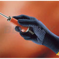 FiberTuf深蓝色耐用聚酯纤维带PVC点塑手套9号